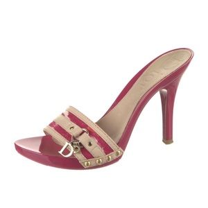 Christian DIOR heels , worn once, size 36.5 , size 6.5 , red heel, tan heel